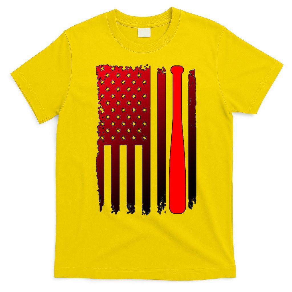 Cool Baseball Bat American Flag USA T-Shirt