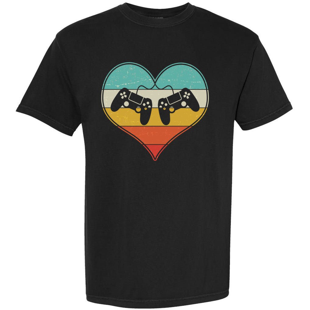 Cool Vintage Valentine Video Gamer Fan Garment-Dyed Heavyweight T-Shirt