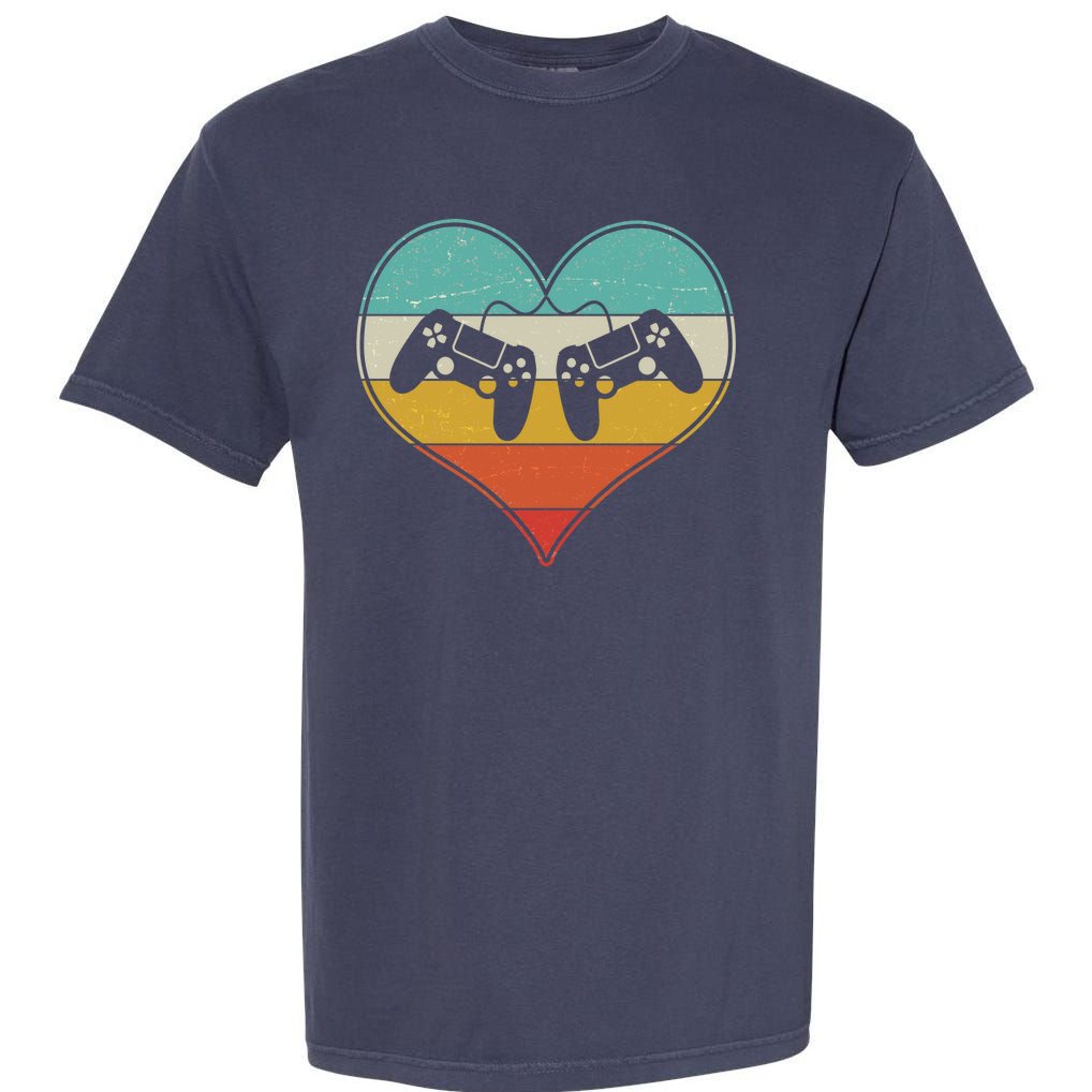 Cool Vintage Valentine Video Gamer Fan Garment-Dyed Heavyweight T-Shirt