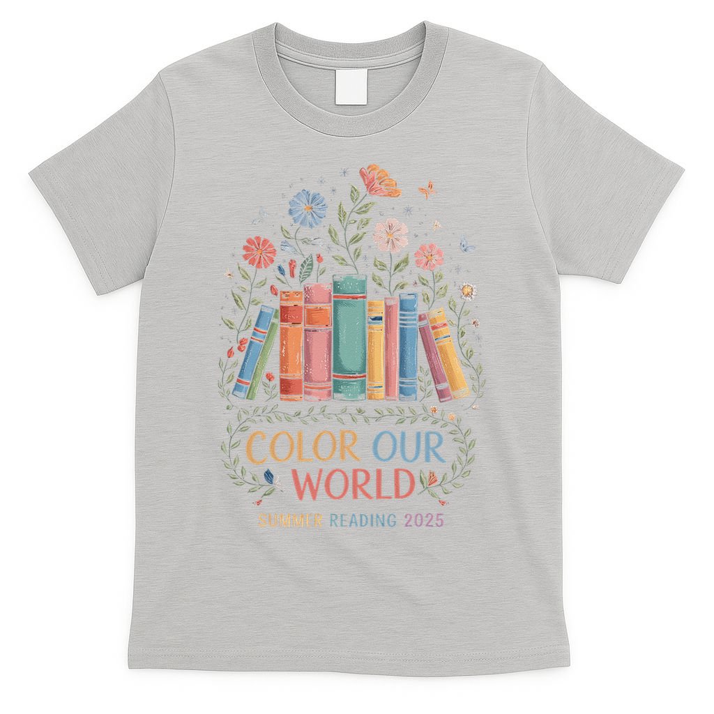Color Our World Summer Reading 2025 Book Wildflowers Funny T-Shirt