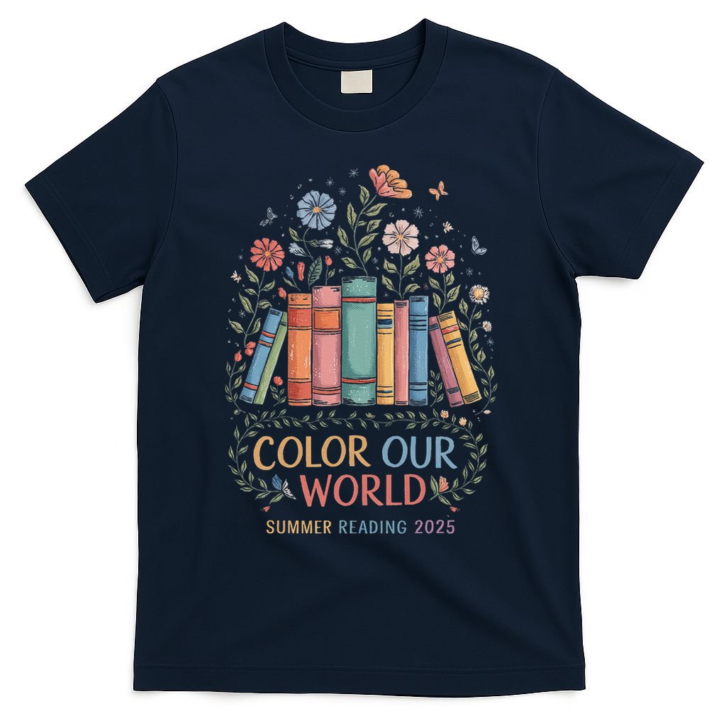 Color Our World Summer Reading 2025 Book Wildflowers Funny T-Shirt