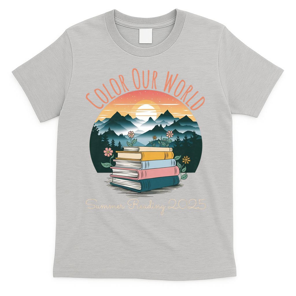 Color Our World Summer Reading 2025 Cute Book Wildflowers T-Shirt
