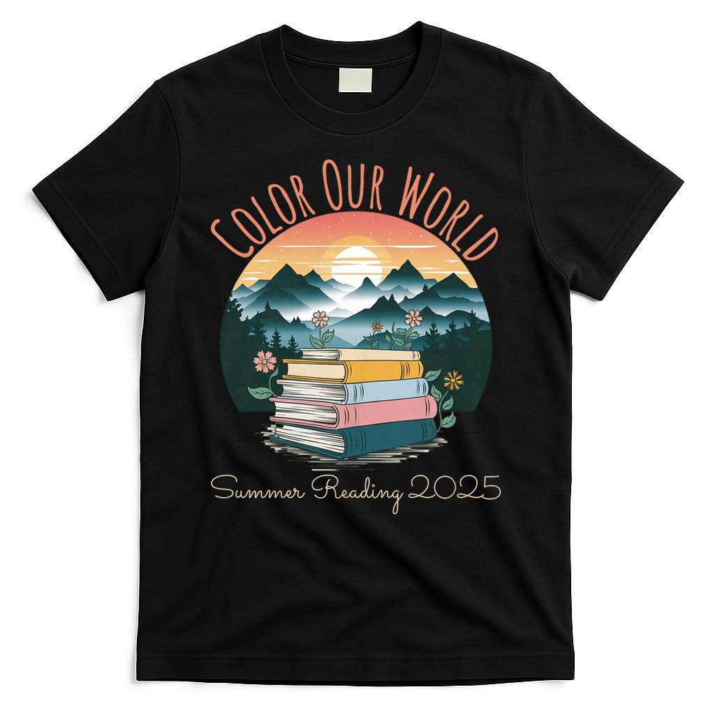 Color Our World Summer Reading 2025 Cute Book Wildflowers T-Shirt