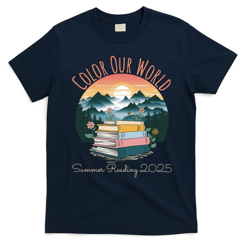 Color Our World Summer Reading 2025 Cute Book Wildflowers T-Shirt
