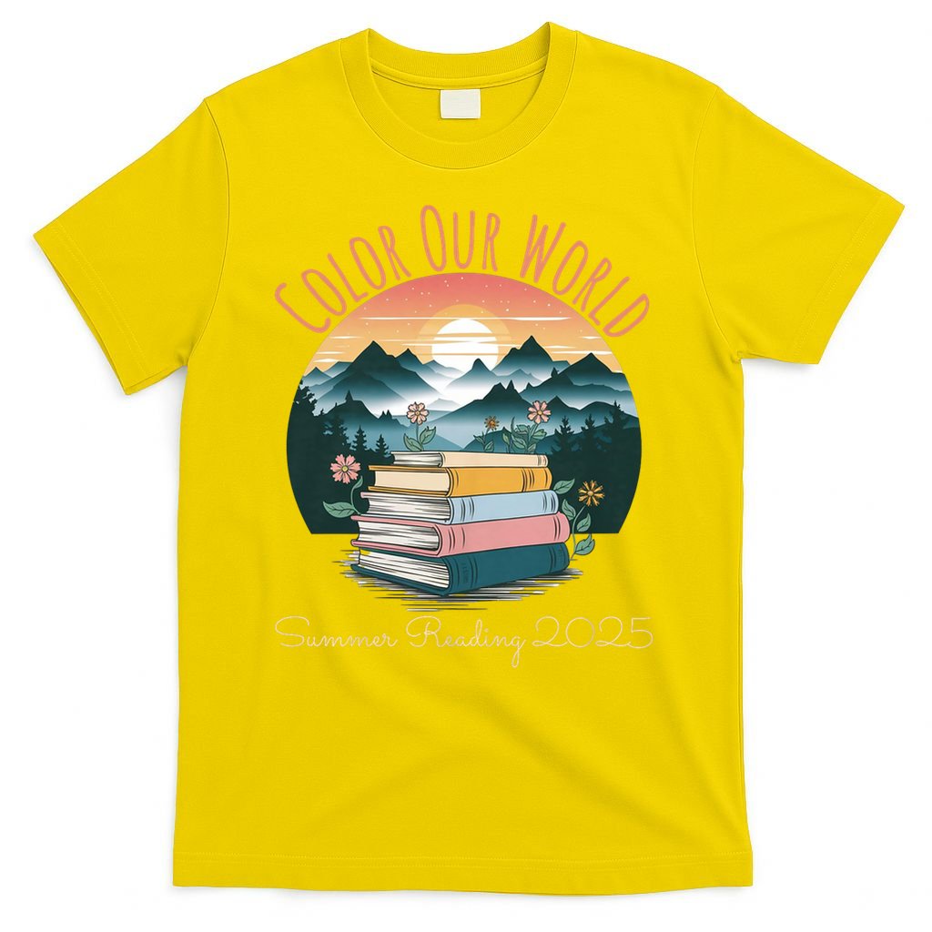 Color Our World Summer Reading 2025 Cute Book Wildflowers T-Shirt