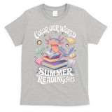Color Our World Summer Reading 2025 Cute Librarian Axolotl T-Shirt