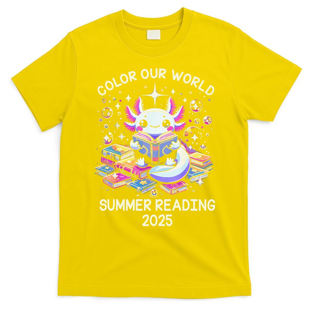 Color Our World Summer Reading Program 2025 Cute Axolotl Gift T-Shirt