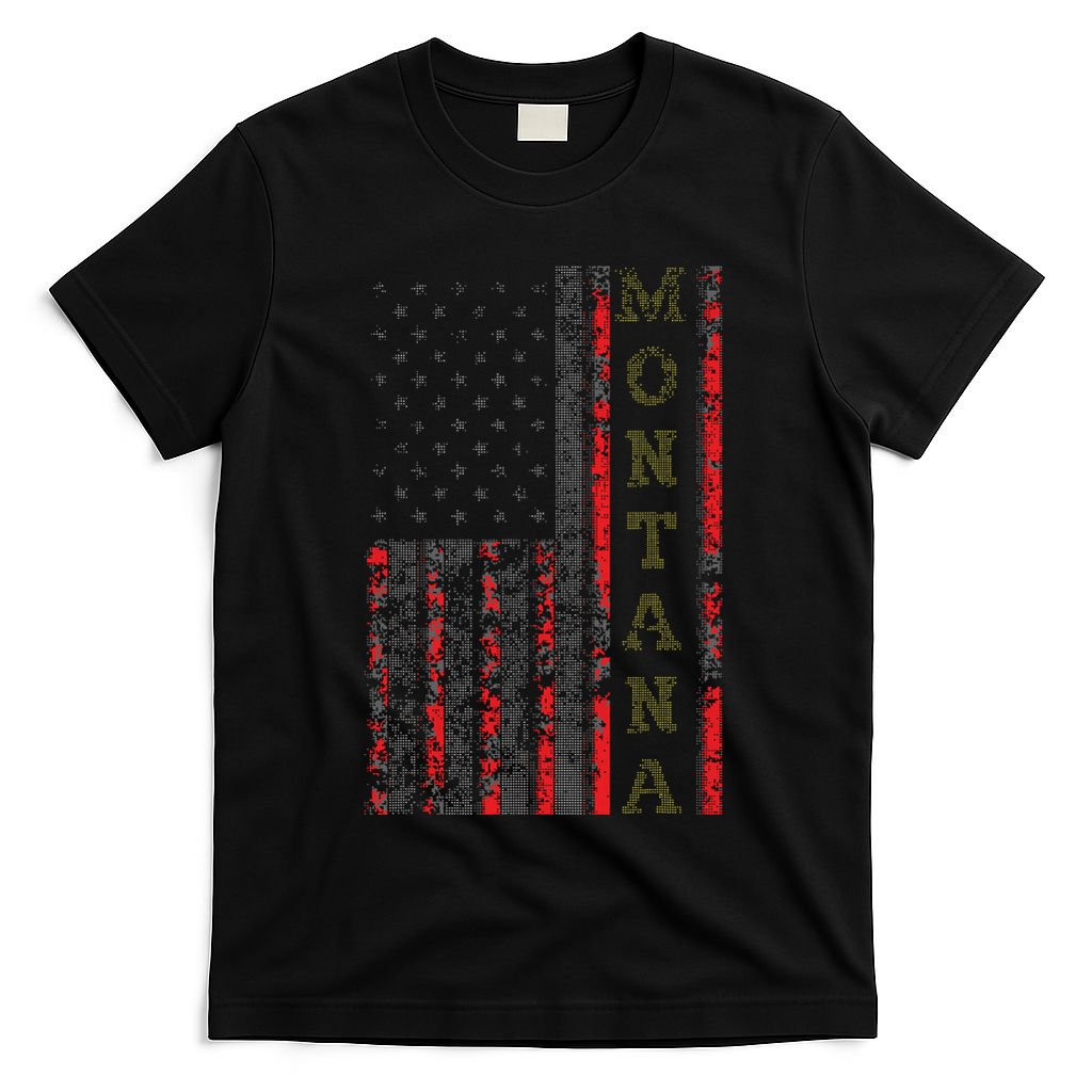 Cool Patriotic Montana Usa Us Flag T-Shirt