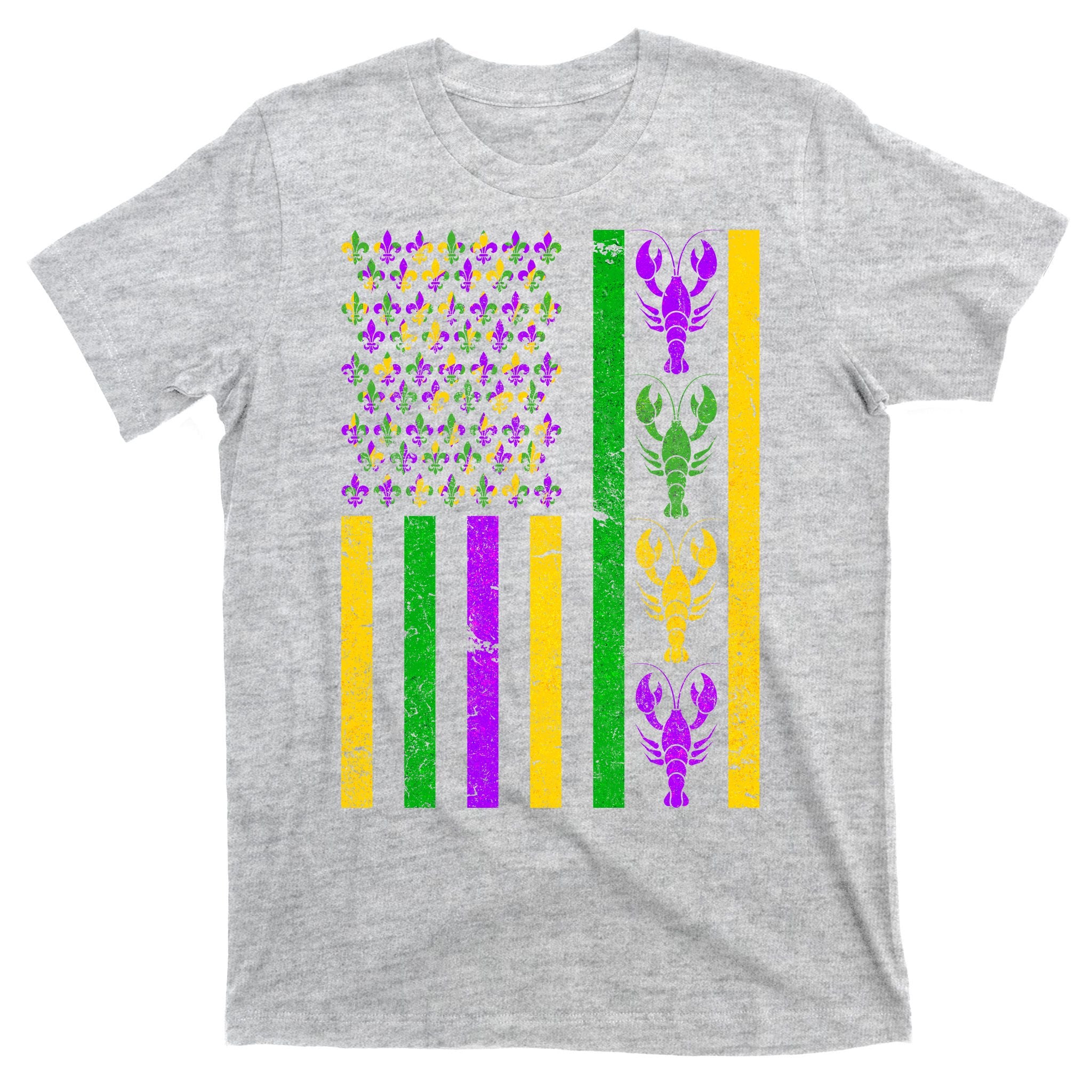 Crawfish Fleur-De-Lis Flag Mardi Gras T-Shirt