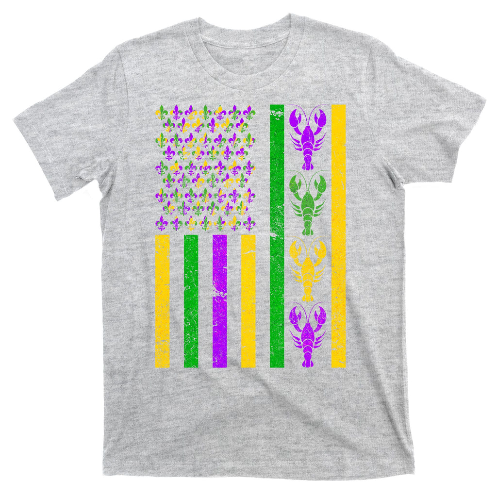 Crawfish Fleur-De-Lis Flag Mardi Gras T-Shirt