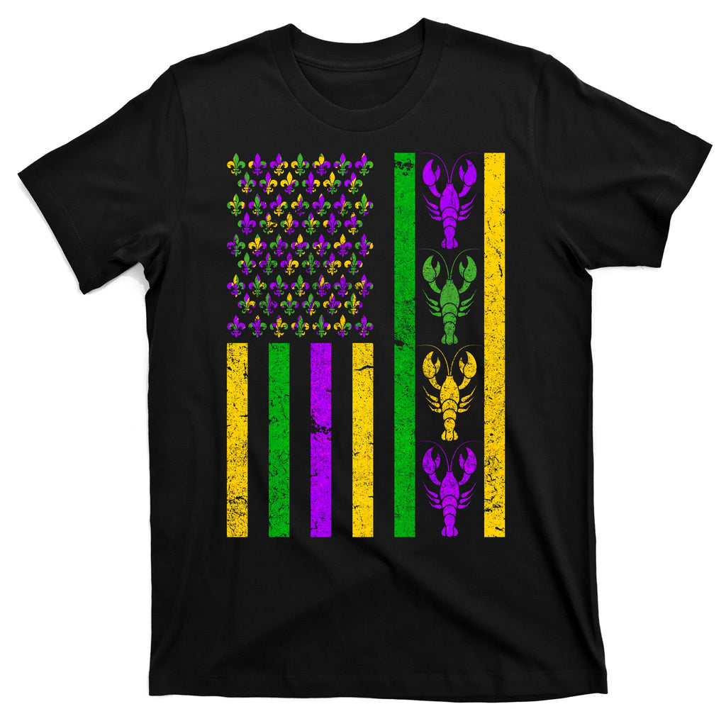 Crawfish Fleur-De-Lis Flag Mardi Gras T-Shirt