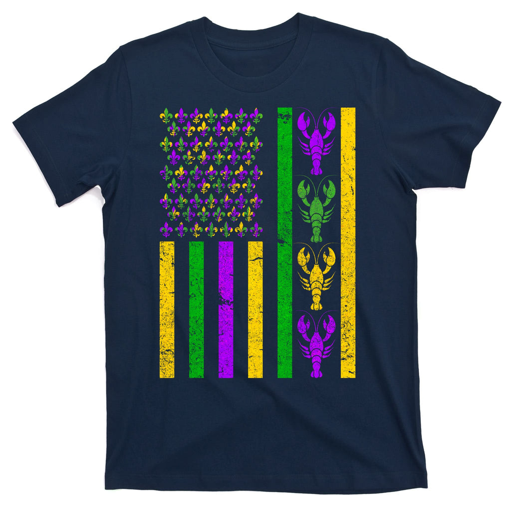 Crawfish Fleur-De-Lis Flag Mardi Gras T-Shirt