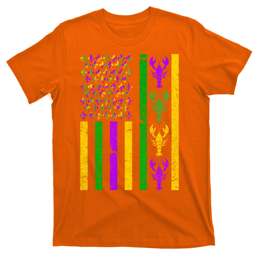 Crawfish Fleur-De-Lis Flag Mardi Gras T-Shirt