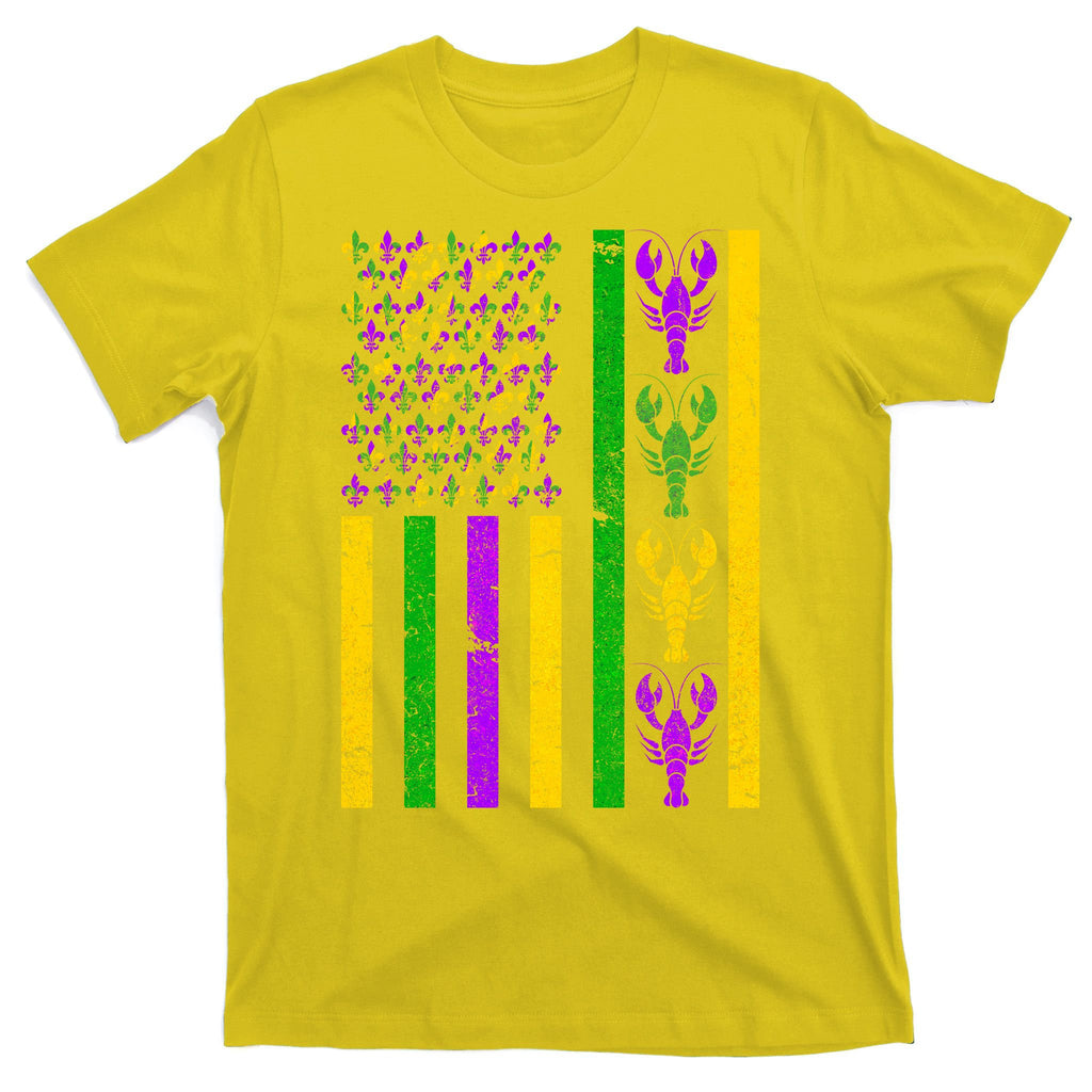 Crawfish Fleur-De-Lis Flag Mardi Gras T-Shirt