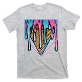 Cute Retro Melting Ice Cream Cone Baseball Home Plate T-Shirt