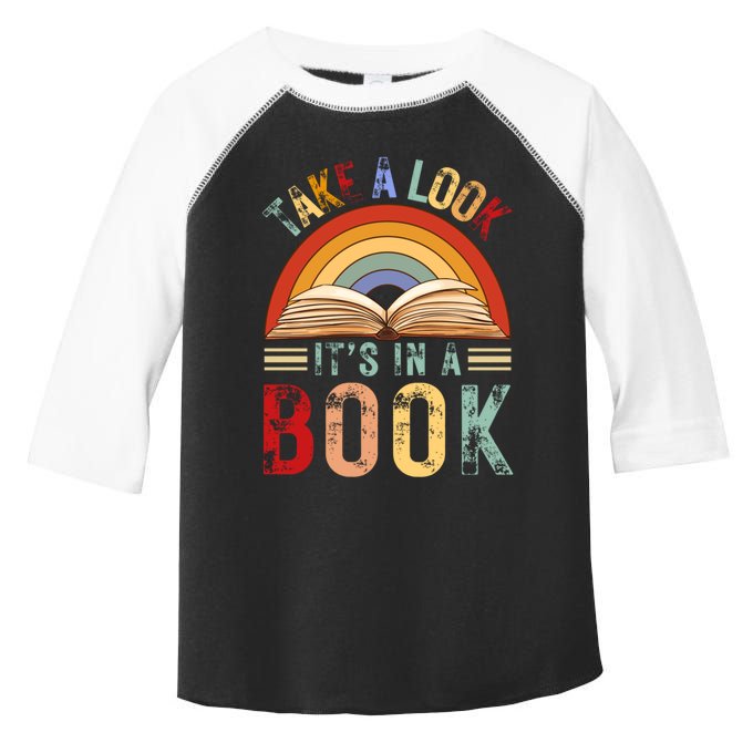 Cool Rainbow Reading Take A Look Its In A Book Retro Vintage Gift Toddler Fine Jersey T-Shirt