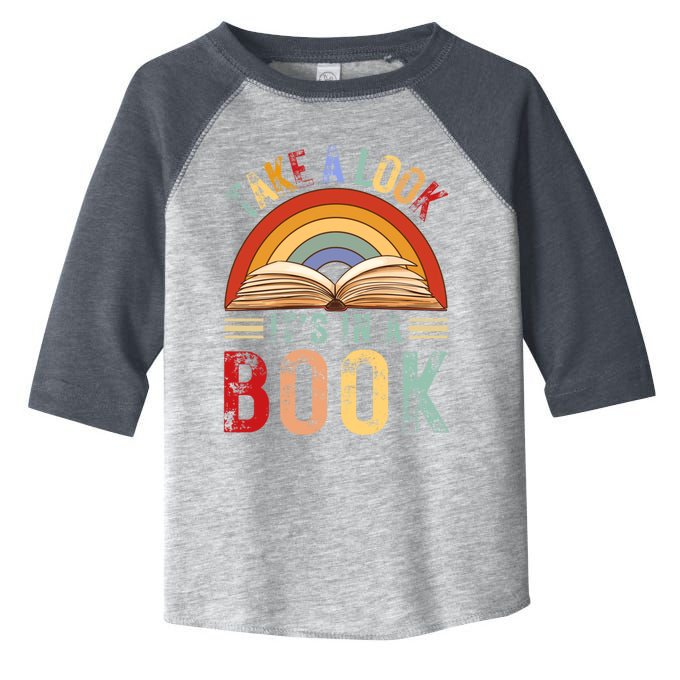 Cool Rainbow Reading Take A Look Its In A Book Retro Vintage Gift Toddler Fine Jersey T-Shirt
