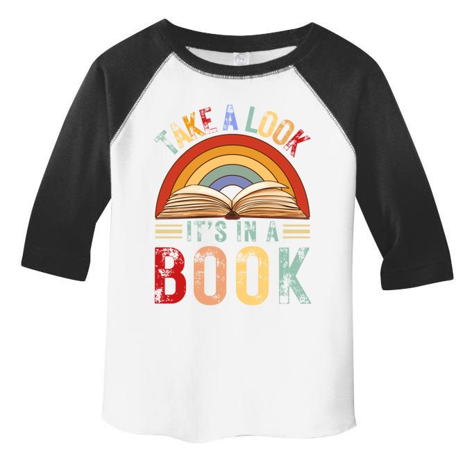 Cool Rainbow Reading Take A Look Its In A Book Retro Vintage Gift Toddler Fine Jersey T-Shirt