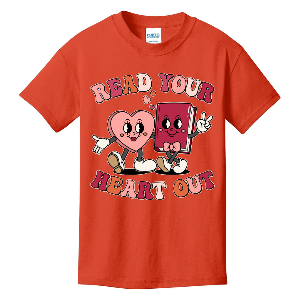 Cute Retro Valentine Read Your Heart Out Book Lover Reading Fan Kids T-Shirt