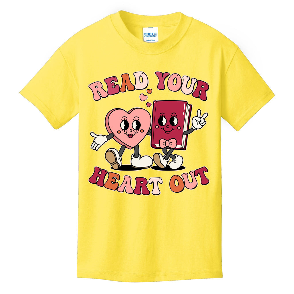 Cute Retro Valentine Read Your Heart Out Book Lover Reading Fan Kids T-Shirt