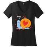 Cute Snail Animal Valentine Gift For Valentine Day Women's V-Neck T-Shirt