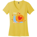 Cute Snail Animal Valentine Gift For Valentine Day Women's V-Neck T-Shirt