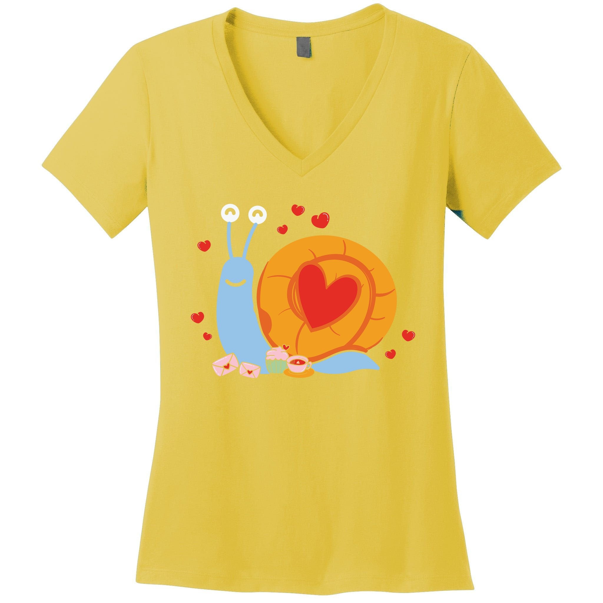 Cute Snail Animal Valentine Gift For Valentine Day Women's V-Neck T-Shirt