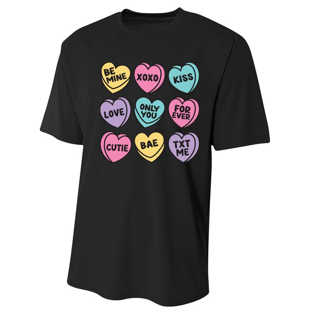 Candy Sweet Hearts Love Valentines Day Performance Sprint T-Shirt