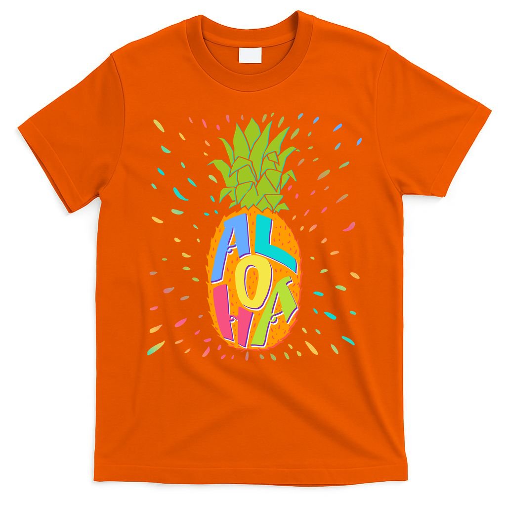Colorful Summer Time Hawaiian Aloha Pineapple T-Shirt