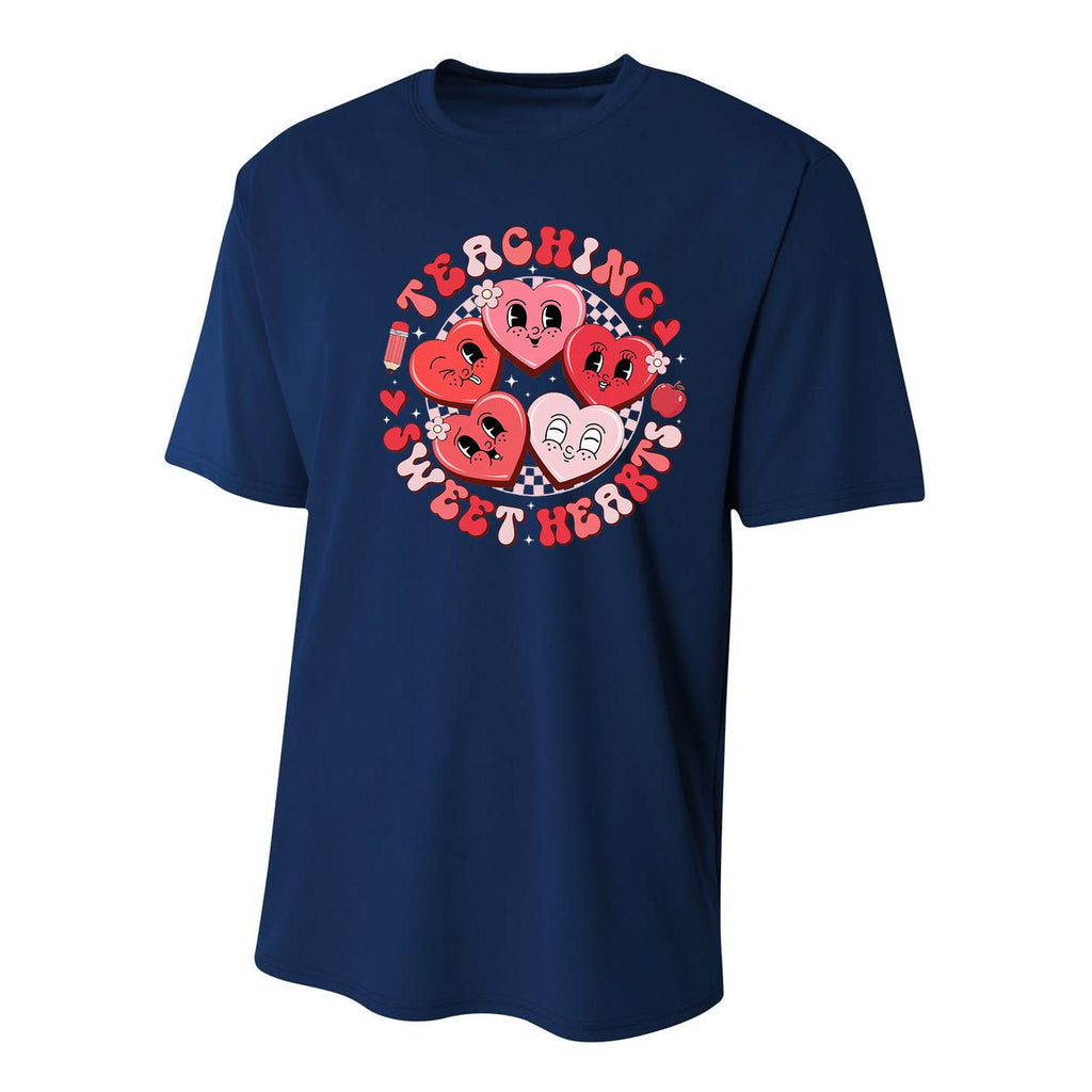 Cute Teaching Sweethearts Candy Heart Valentines Day Teacher Youth Performance Sprint T-Shirt