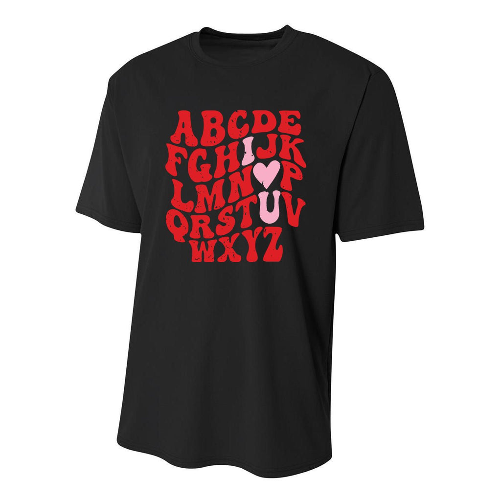 Cute Teacher Valentine Teacher Alphabet Youth Performance Sprint T-Shirt