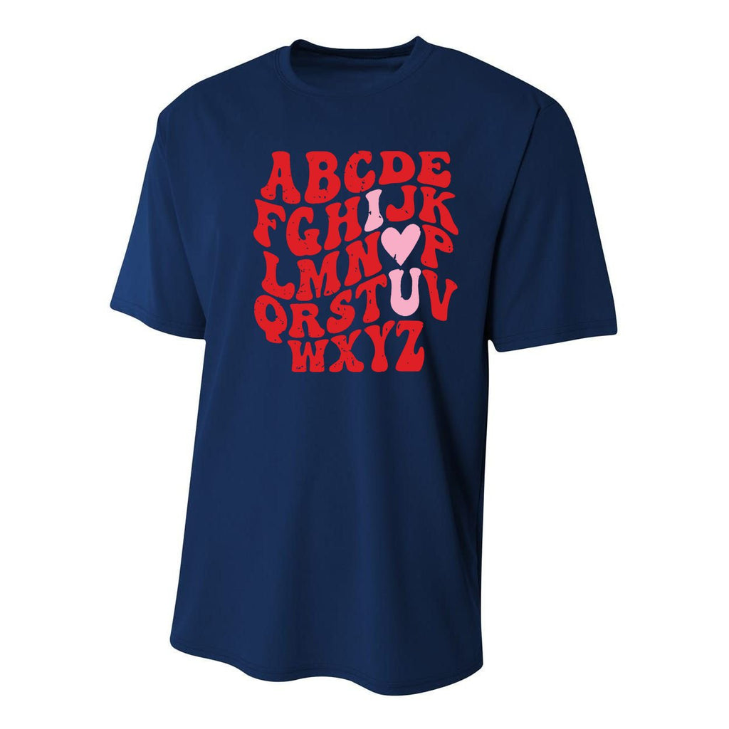 Cute Teacher Valentine Teacher Alphabet Youth Performance Sprint T-Shirt