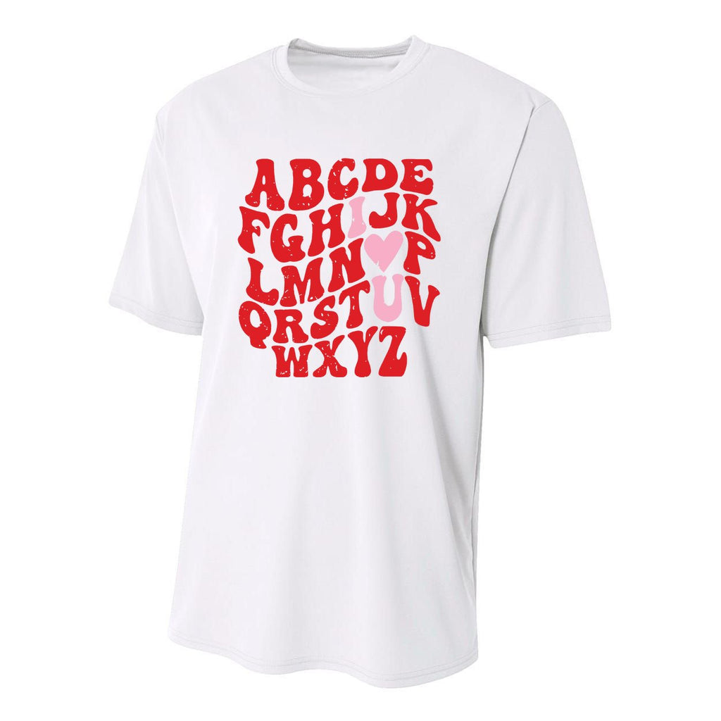 Cute Teacher Valentine Teacher Alphabet Youth Performance Sprint T-Shirt