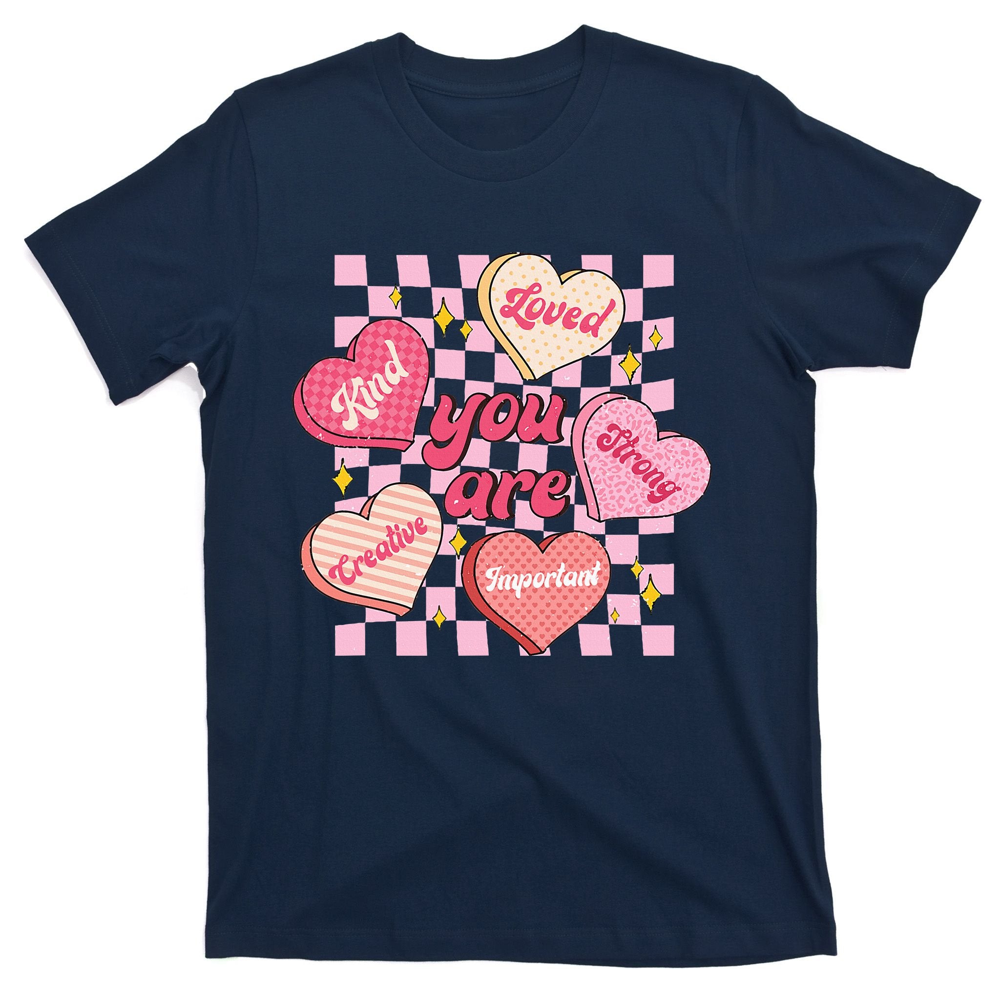 Cute Teacher Valentine Day Women Retro Heart Candy Self Love T-Shirt