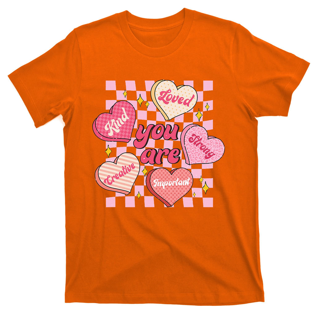 Cute Teacher Valentine Day Women Retro Heart Candy Self Love T-Shirt