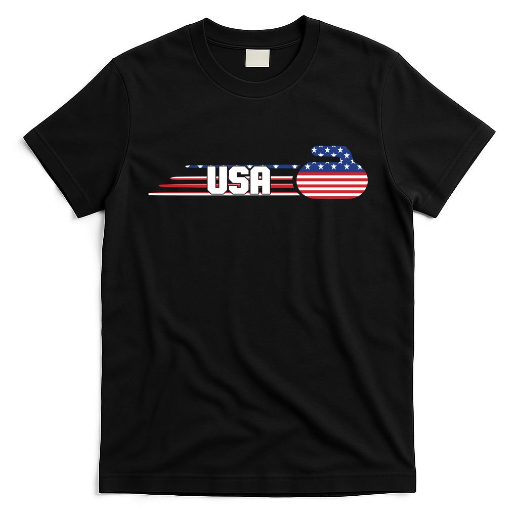 Cool USA Curling Team Sports Logo T-Shirt
