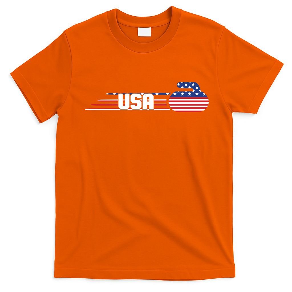 Cool USA Curling Team Sports Logo T-Shirt
