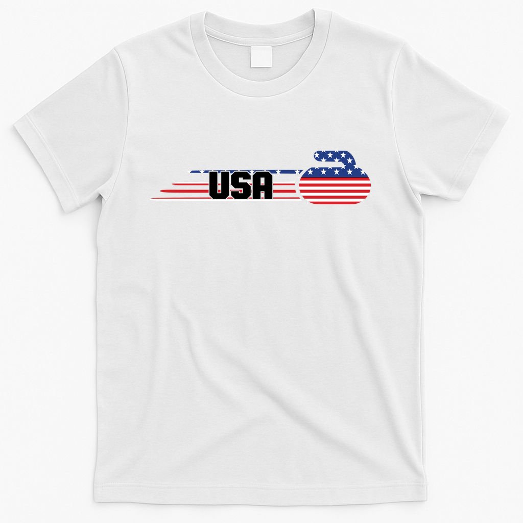 Cool USA Curling Team Sports Logo T-Shirt