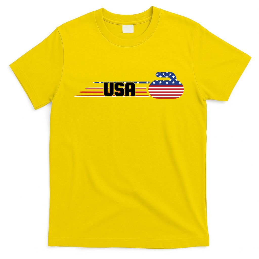 Cool USA Curling Team Sports Logo T-Shirt