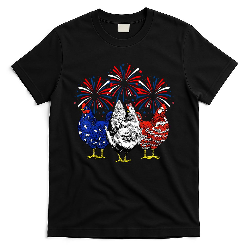 Chicken Usa Flag Patriotic Lover 4th Of July T-Shirt