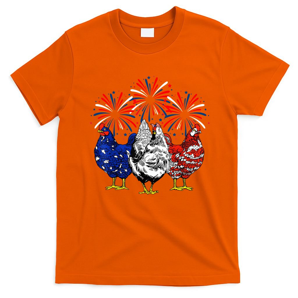 Chicken Usa Flag Patriotic Lover 4th Of July T-Shirt