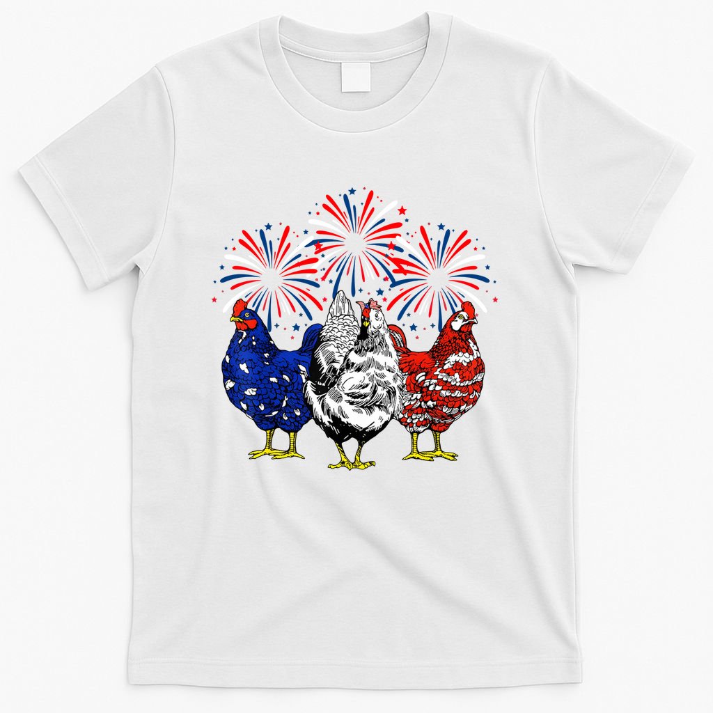 Chicken Usa Flag Patriotic Lover 4th Of July T-Shirt