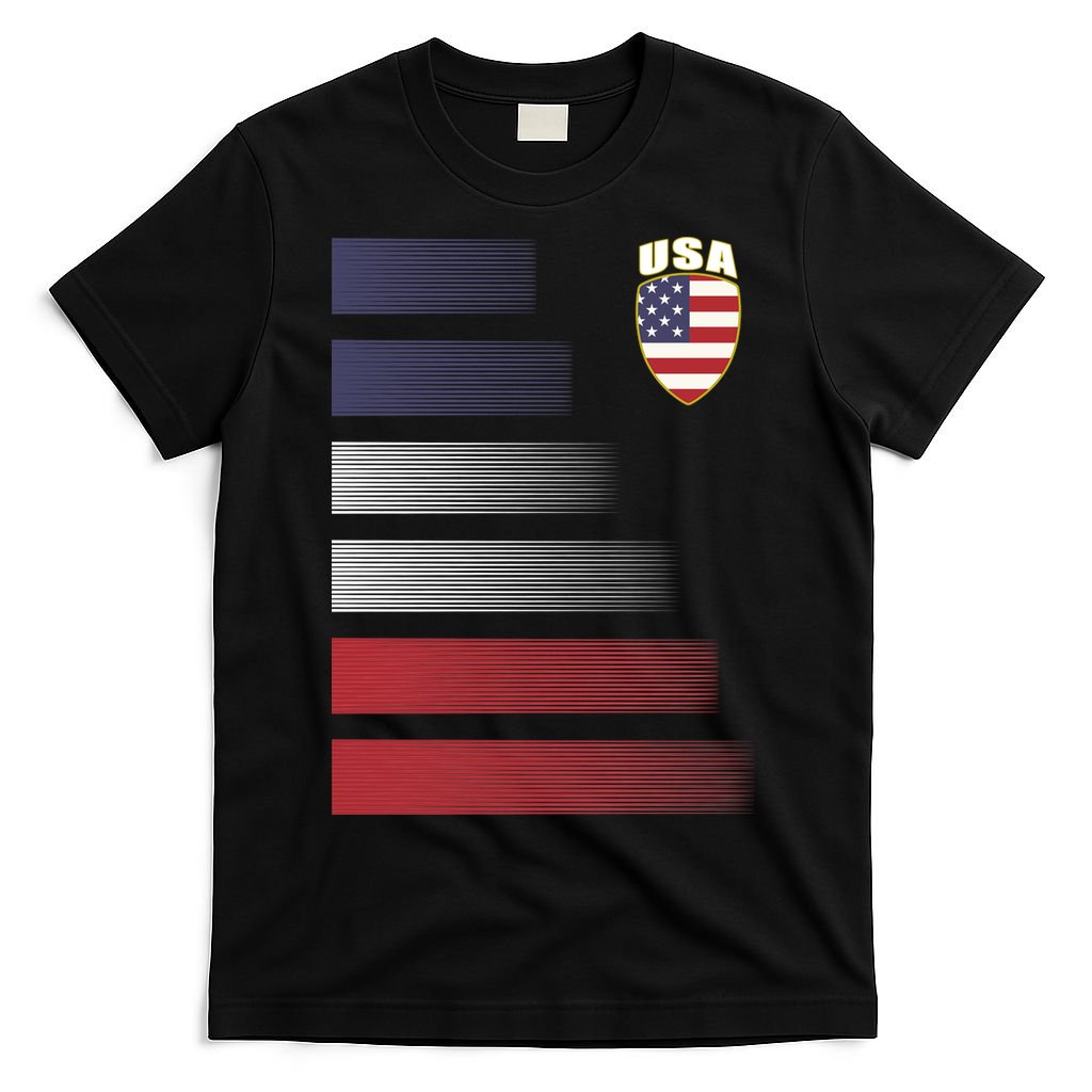 Cool USA Soccer Jersey Stripes T-Shirt