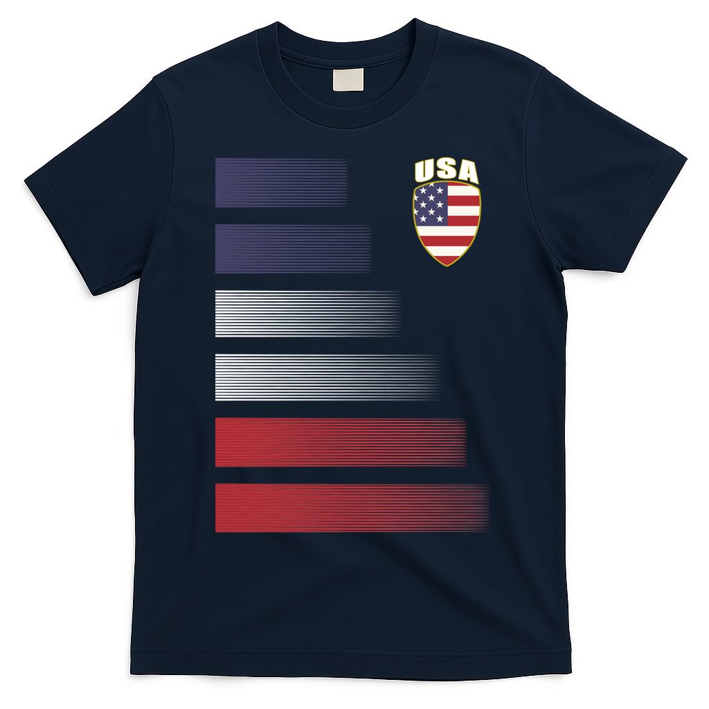 Cool USA Soccer Jersey Stripes T-Shirt