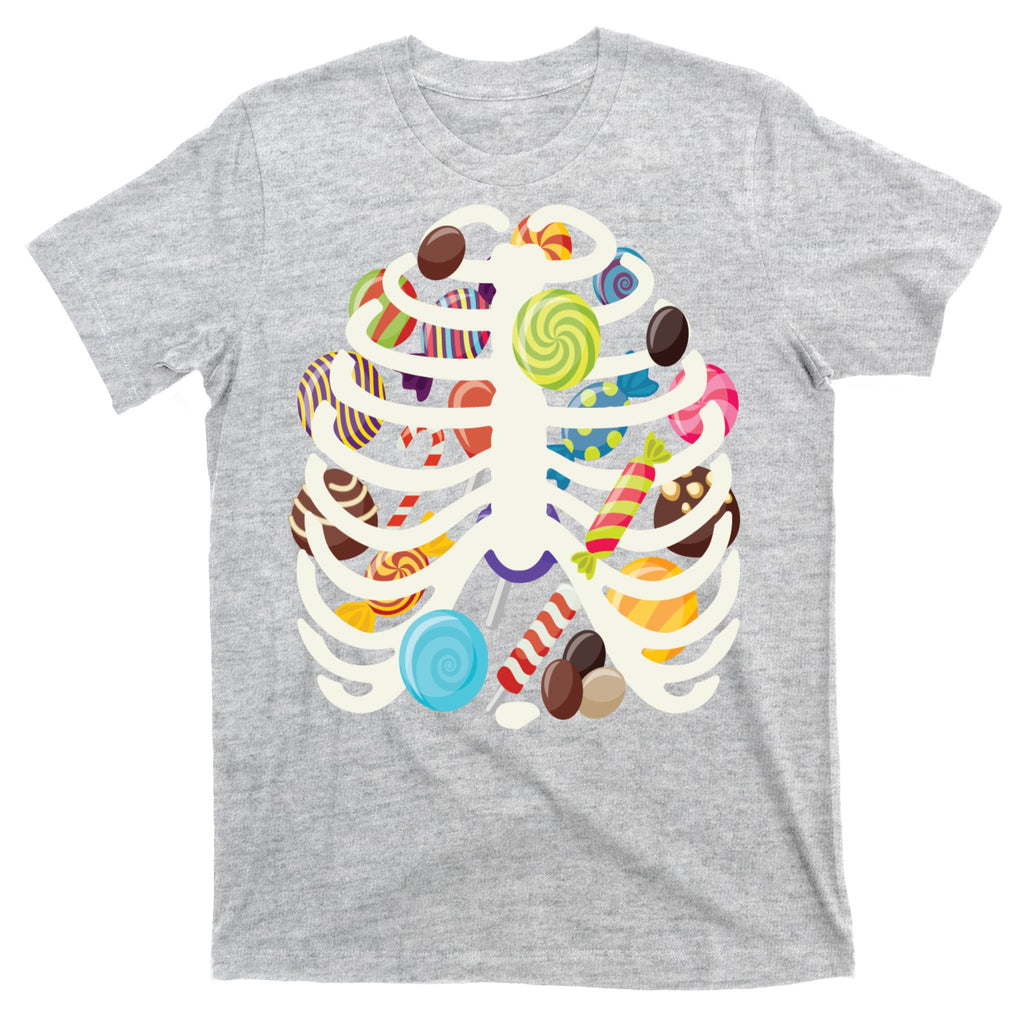 Cute Candy Skeleton Rib Cage Halloween T-Shirt