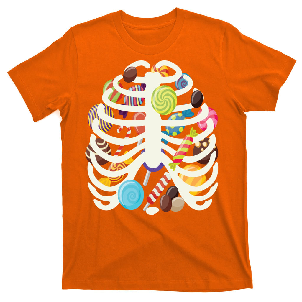 Cute Candy Skeleton Rib Cage Halloween T-Shirt