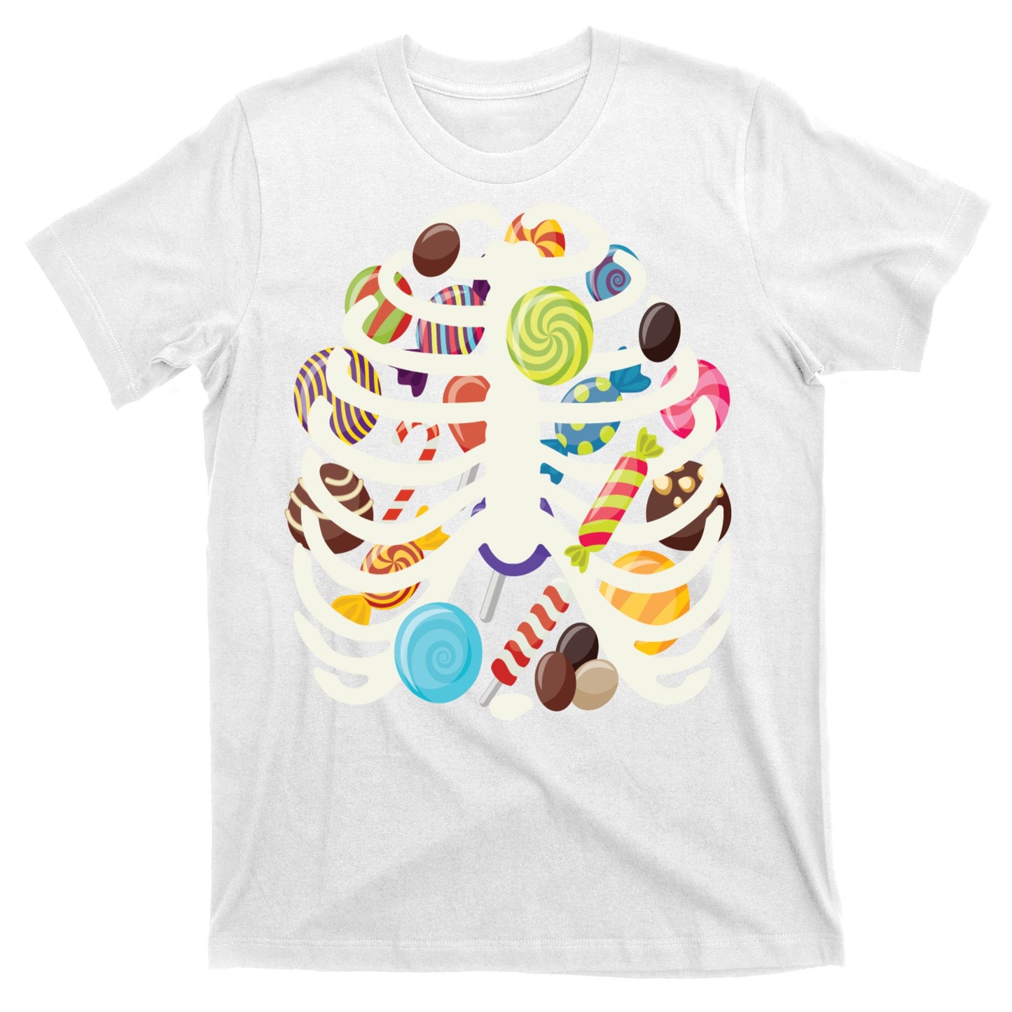 Cute Candy Skeleton Rib Cage Halloween T-Shirt