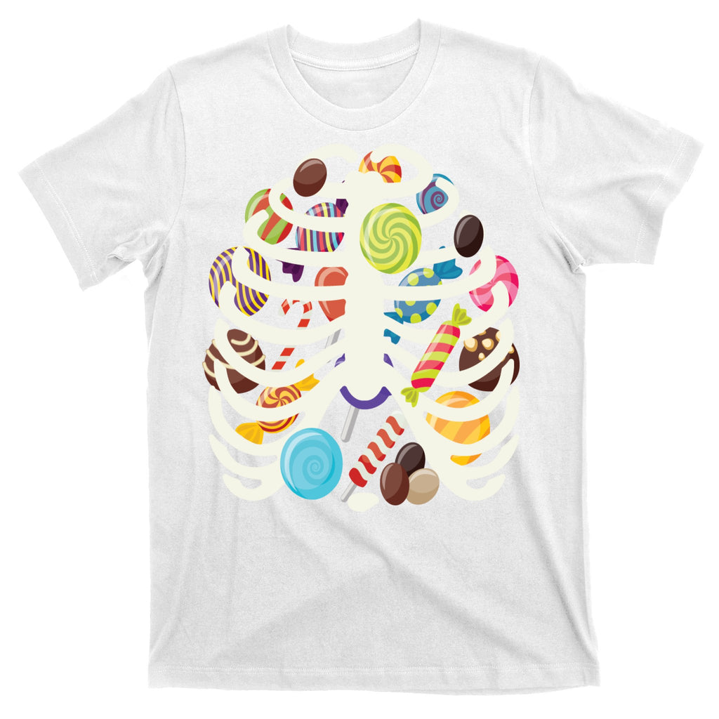 Cute Candy Skeleton Rib Cage Halloween T-Shirt