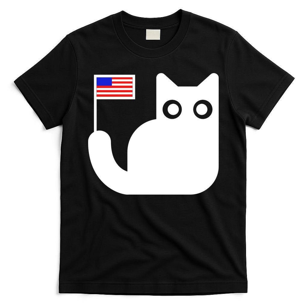 Cute Cat USA Tail Flag T-Shirt