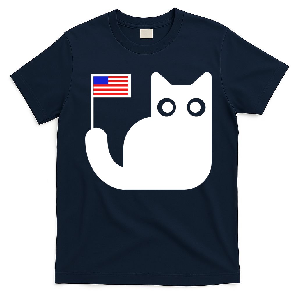 Cute Cat USA Tail Flag T-Shirt